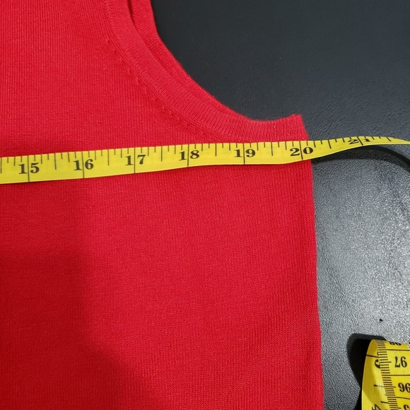 Cable & Gauge XL Sleeveless Red Blouse with Mock Neck, Jeweled Neck Decor - Picture 5 of 10